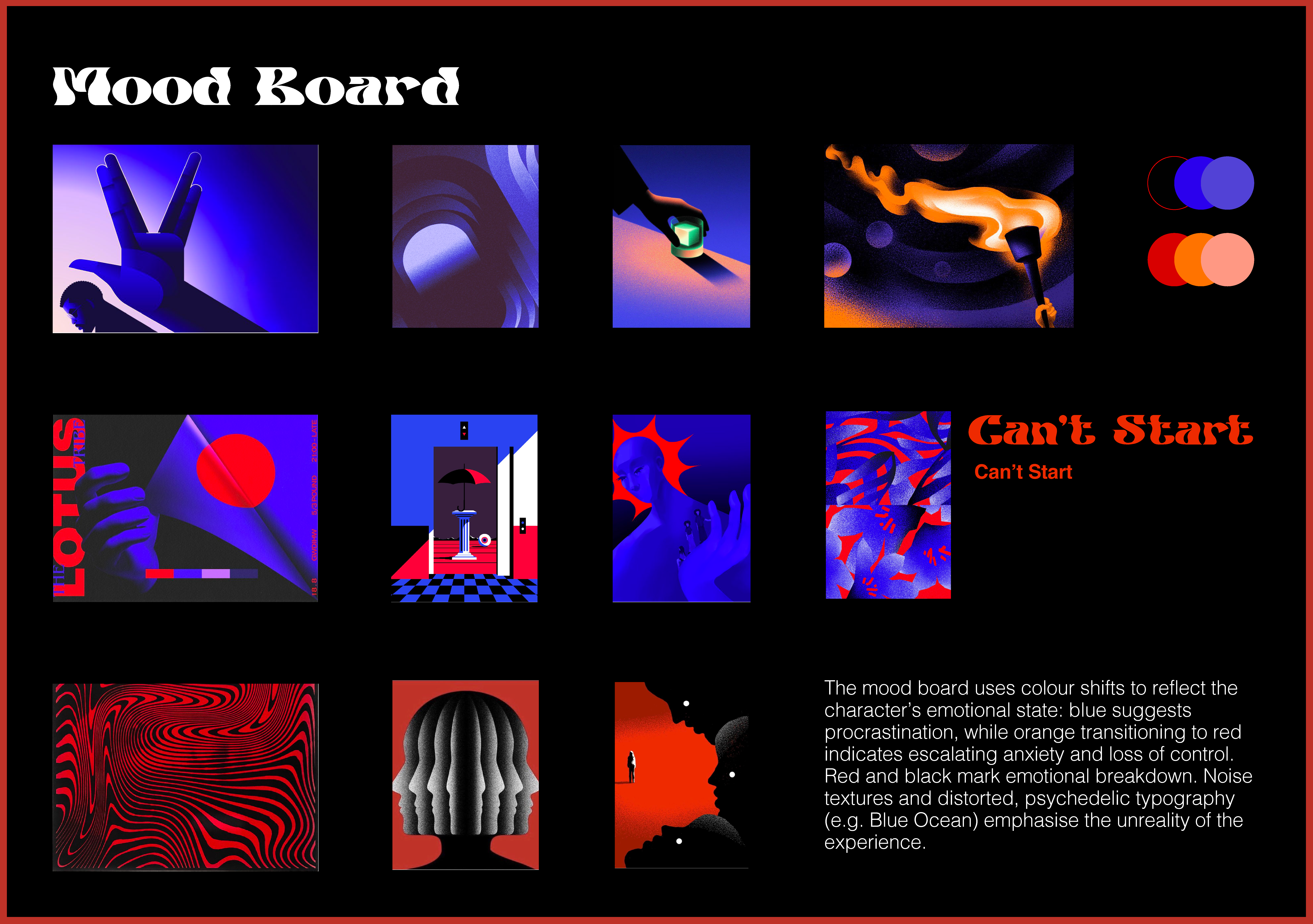Mood board for Can't Start