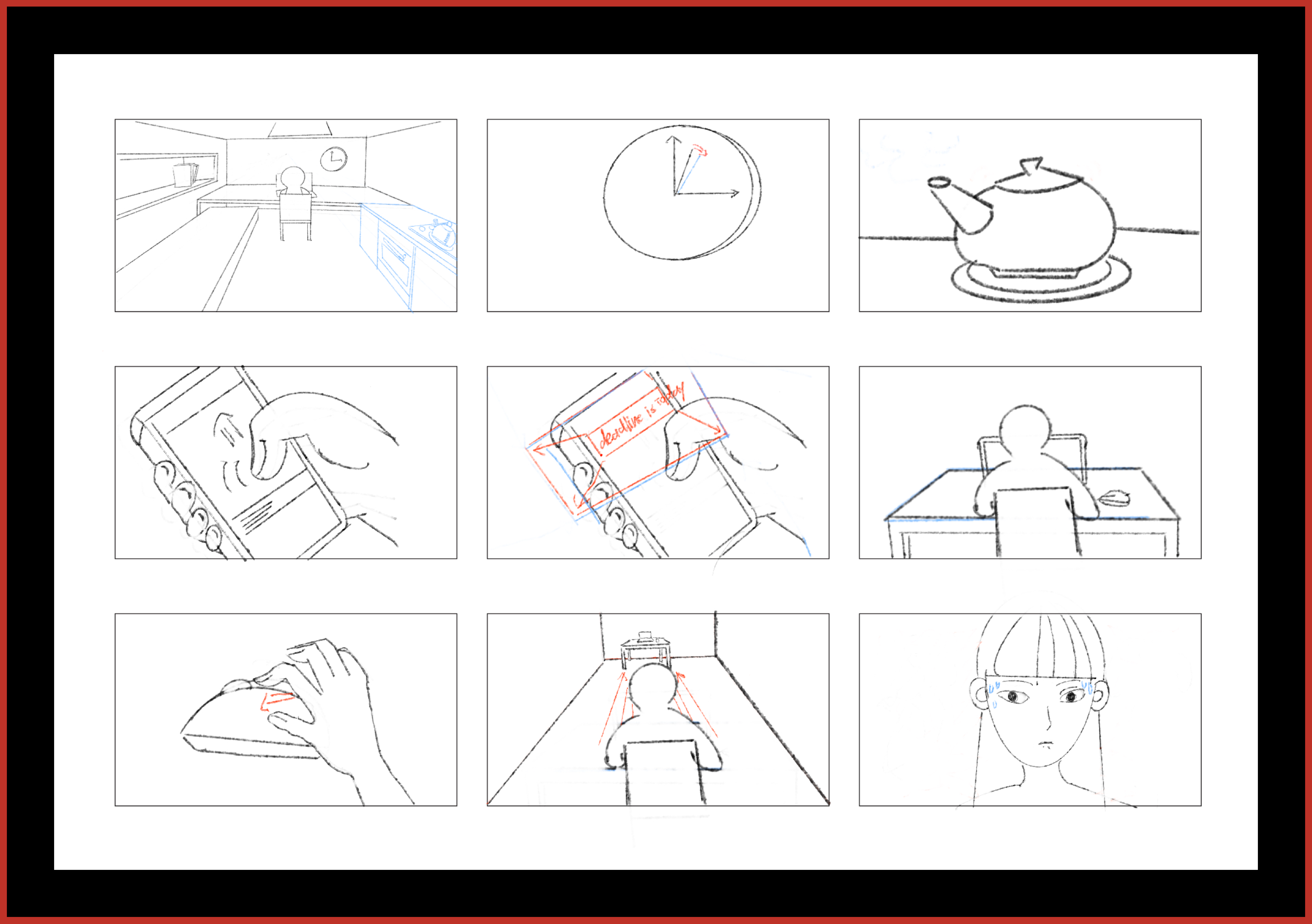 Storyboard sketch for Can't Start