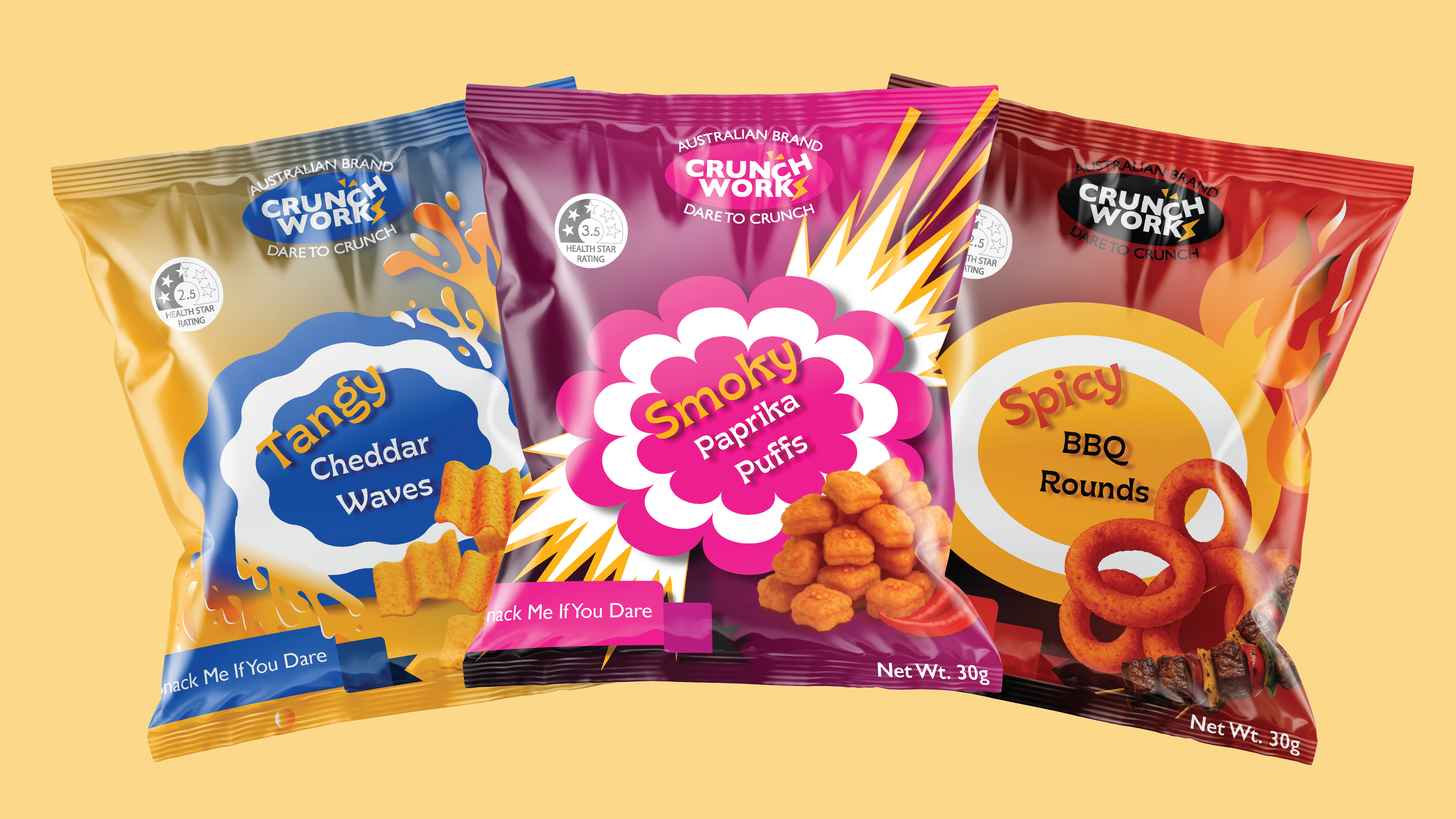 CRUNCHWORKS three package flavours